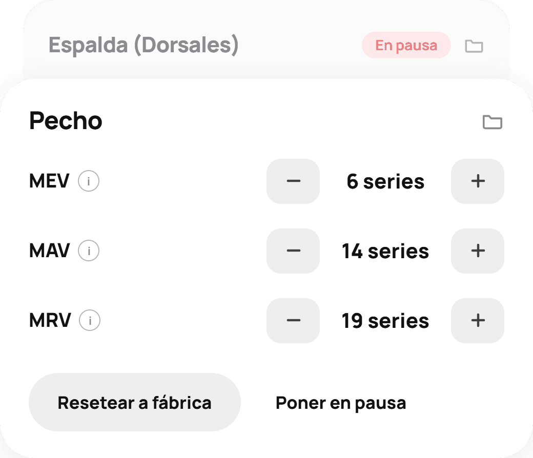 Configuración de volumen de pecho en bicec con MEV de 6 series, MAV de 14 y MRV de 19